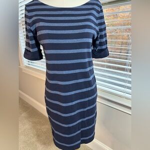 Scott Navy and Gray Striped Midi Dress